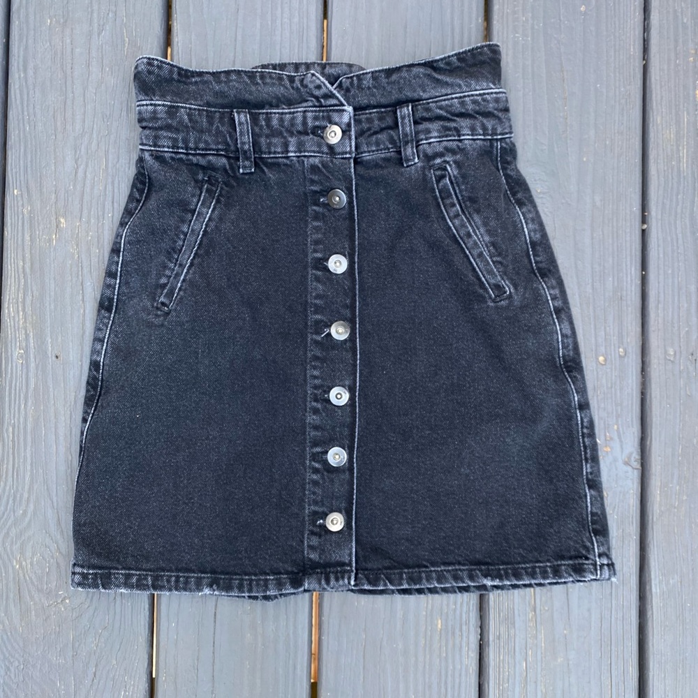 Anthropologie black denim skirt